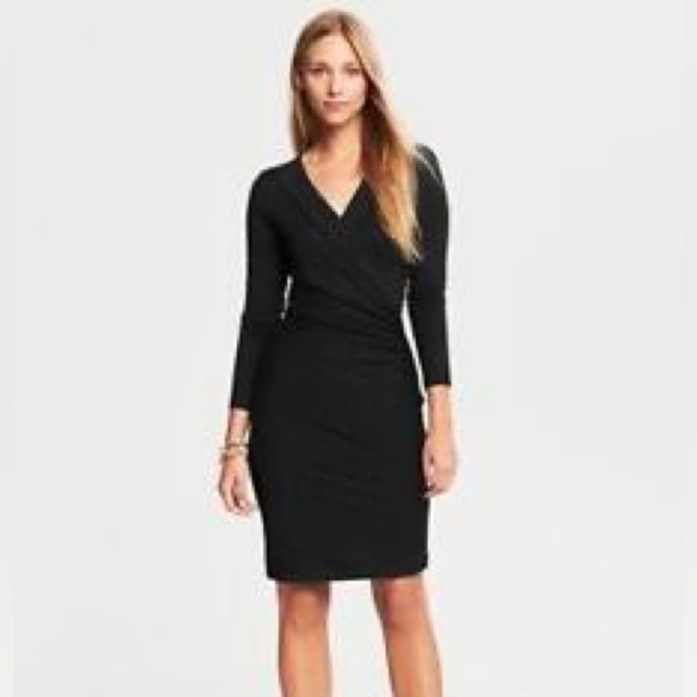 Banana Republic BR Faux-Wrap Dress Black XS Petite